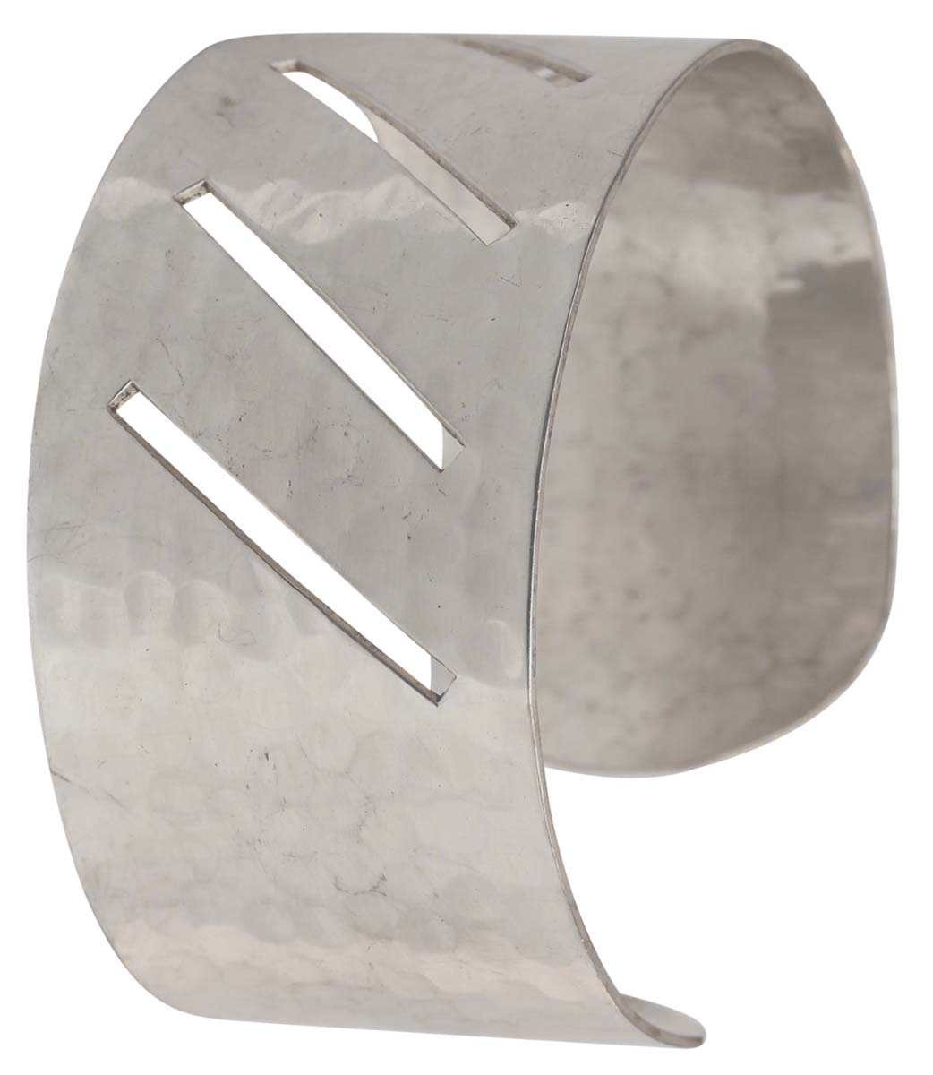 Bracelets in Bulk – Cuff Bracelet – Cast in Brass – Cut-Out Slanting Lines – Silver Plated – Wholesale Bracelets from India